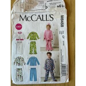 McCall's M6458 Boys Girls Pajamas Sets Child Pants Button Tops Elastic Waist Sew